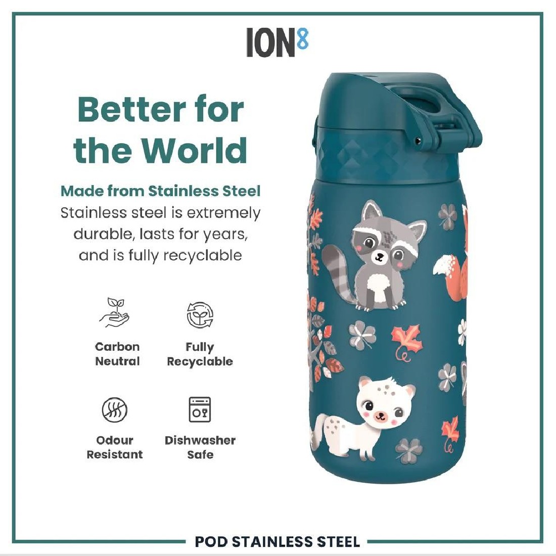 Παγούρι μεταλλικό 400ml Forest Animals ION8