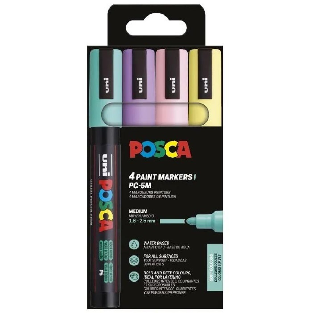 POSCA Σετ 4 Μαρκαδόροι PC-5M Soft Colours