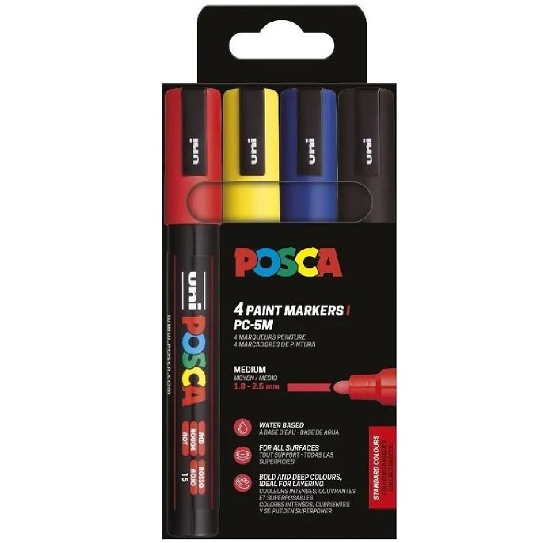 POSCA Σετ 4 Μαρκαδόροι PC-5M Basic Colours