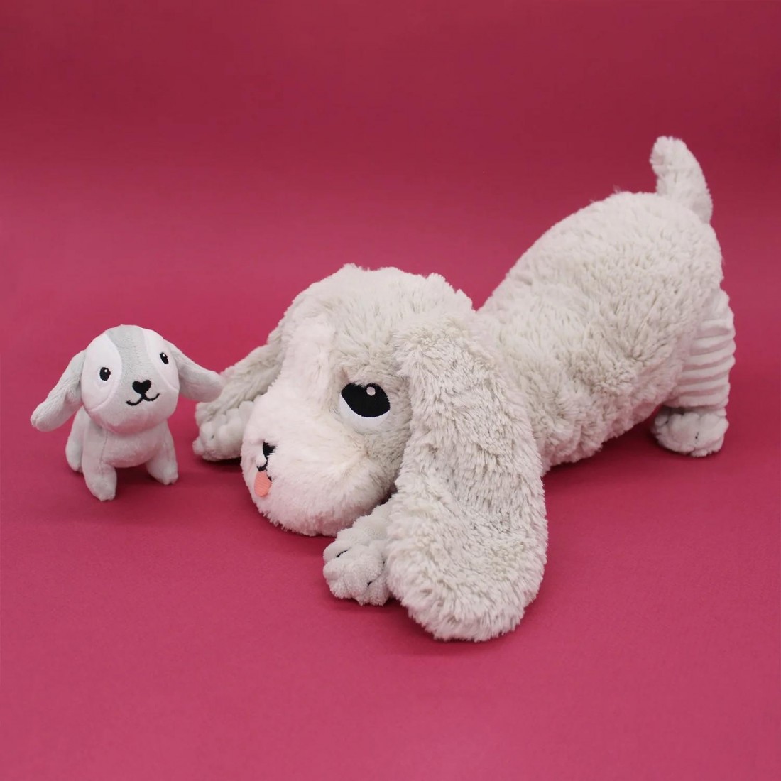 Toutou the dog plush mom and her grey baby - Les Ptipotos 75700 Les Deglingos