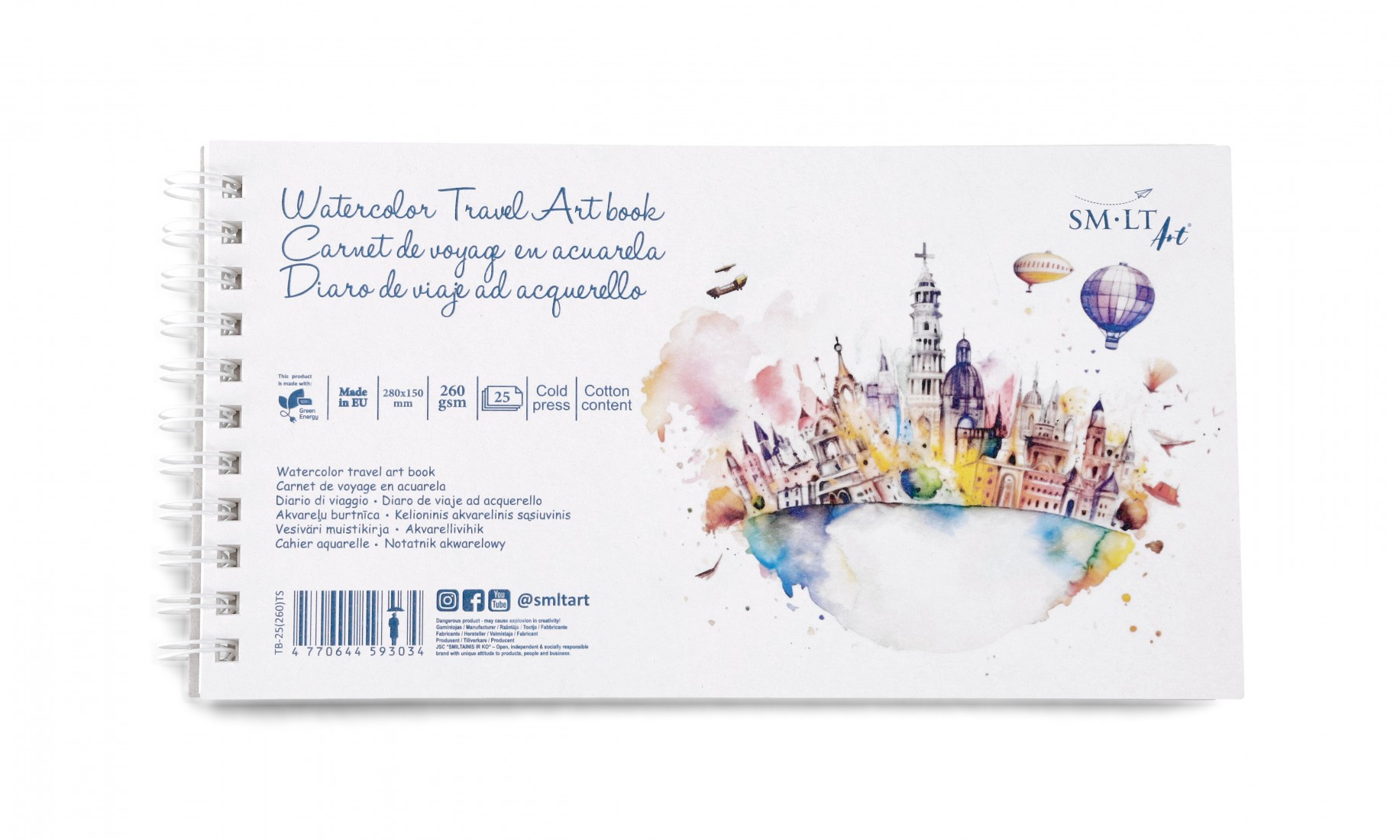 SM-LT ART Watercolor Travel Art book 25sh 260gsm