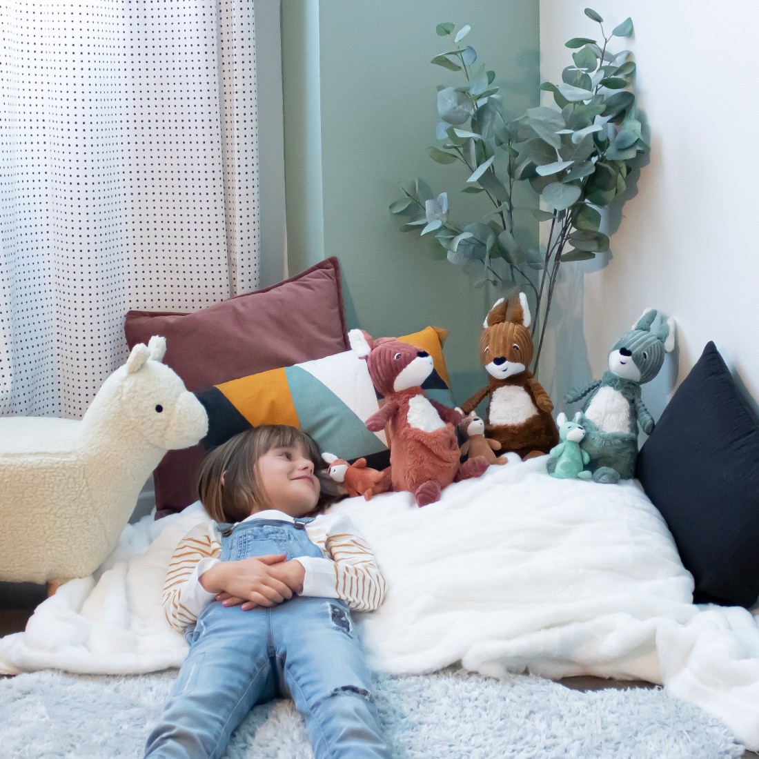 Kangaroo soft toy Allezou mom and her green baby Les Ptipotos 73001 Les Deglingos