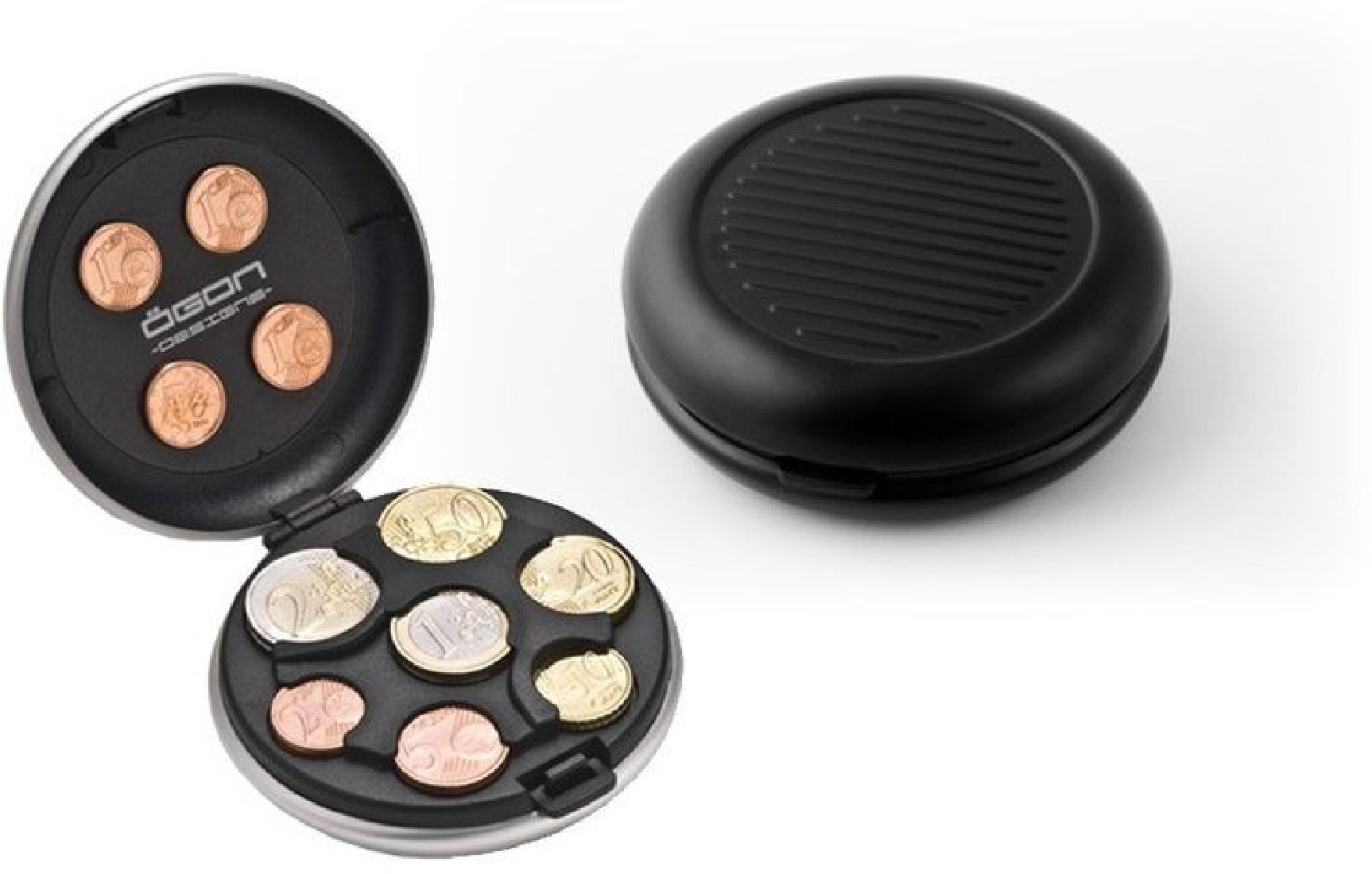 Ogon coin dispenser black aluminium wallet