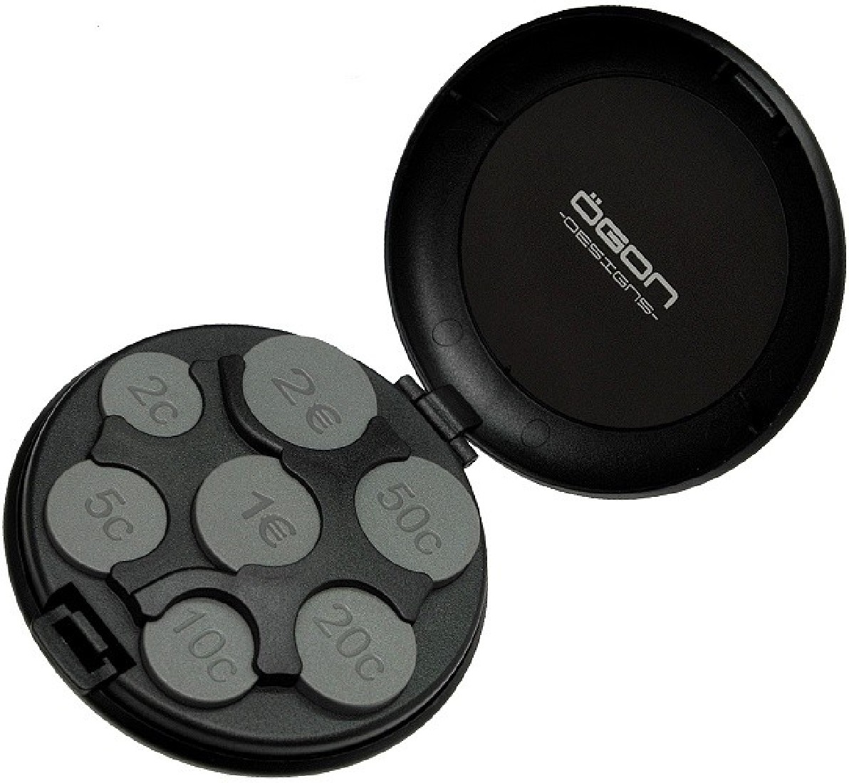 Ogon coin dispenser black aluminium wallet