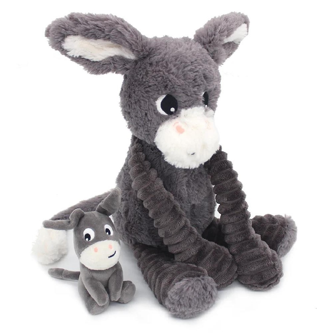 Poitou donkey soft toy mom and her grey baby Les Ptipotos 76030 Les Deglingos.