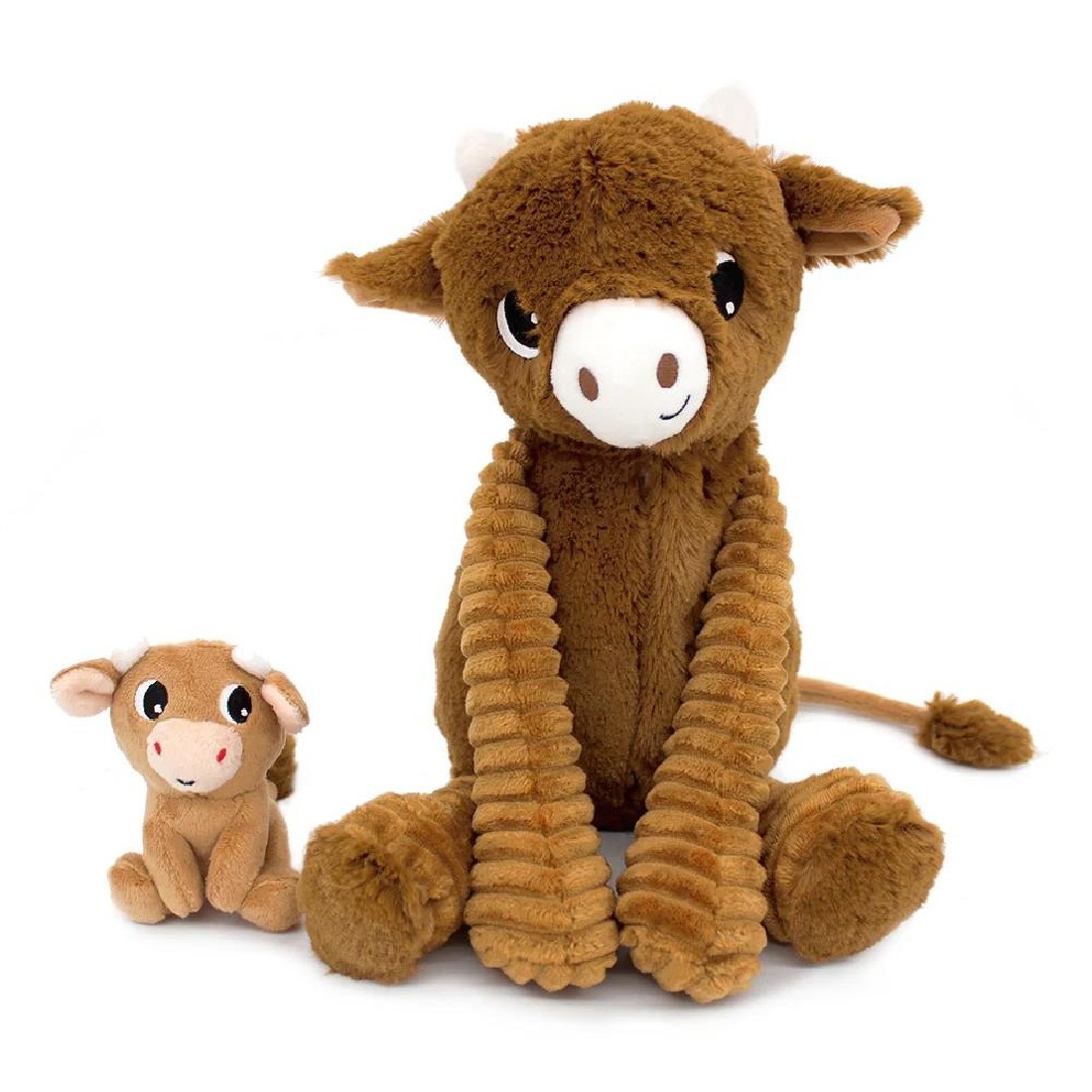 Hindou brown sugar cow soft toy mom and her baby Les Ptipotos 76050 Les Deglingos.