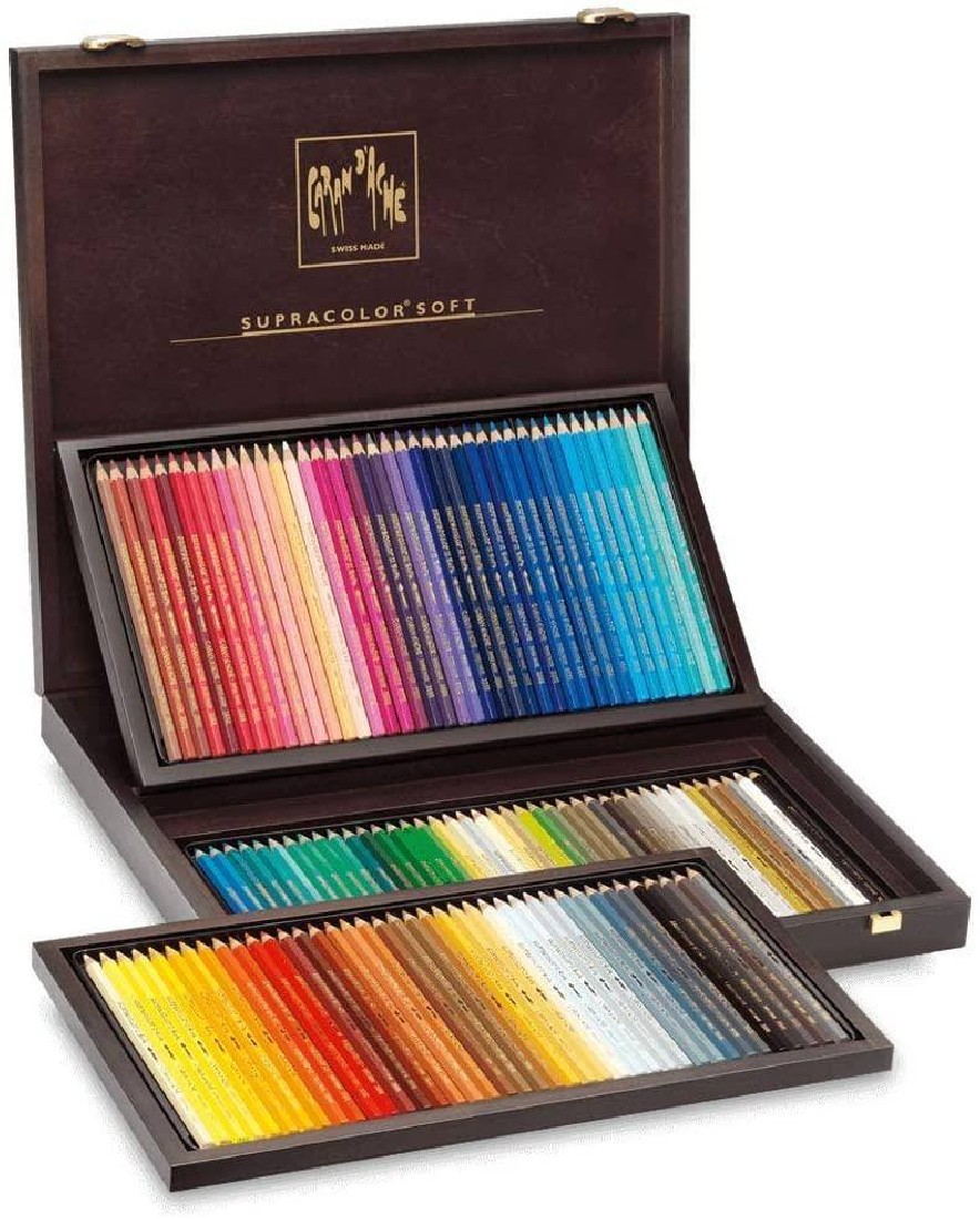 Caran dache wooden box 120 pencils Supracolor, Soft Aquarelle, 3888.920