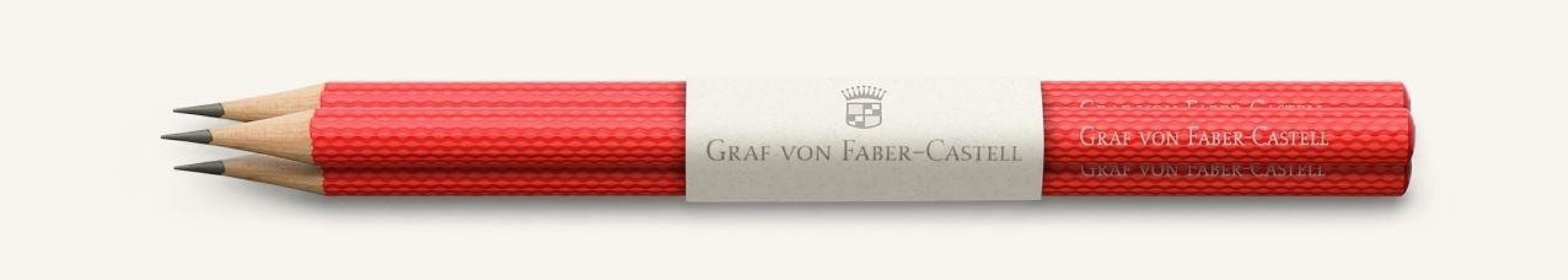 Graf Von Faber Castell, 3 graphite pencils Guilloche, India Red 118632