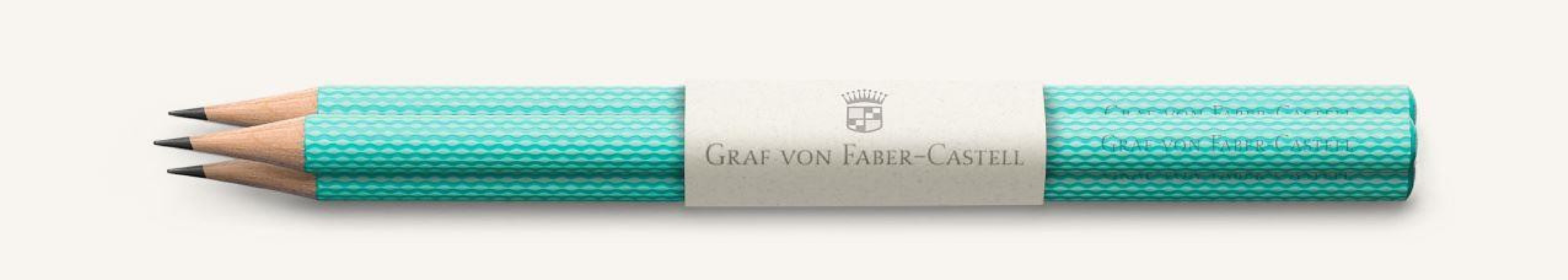 Graf Von Faber Castell 3 graphite pencils Guilloche, Turquoise 118624