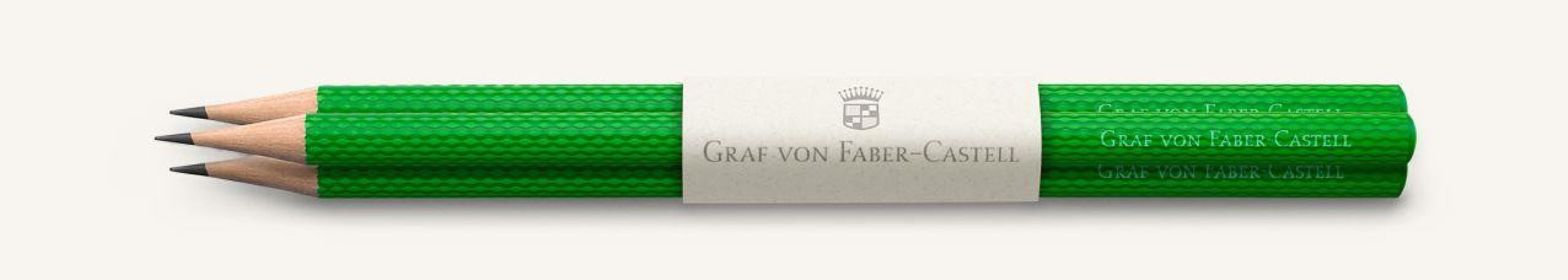 Graf Von Faber Castell 3 graphite pencils Guilloche, Viper Green 118629