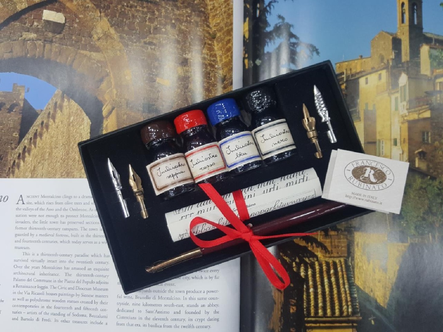 Francesco Rubinato art set 7455, με ξύλινο κονδυλοφόρο, επιπλέον μύτες &  μπουκάλι με μελάνι