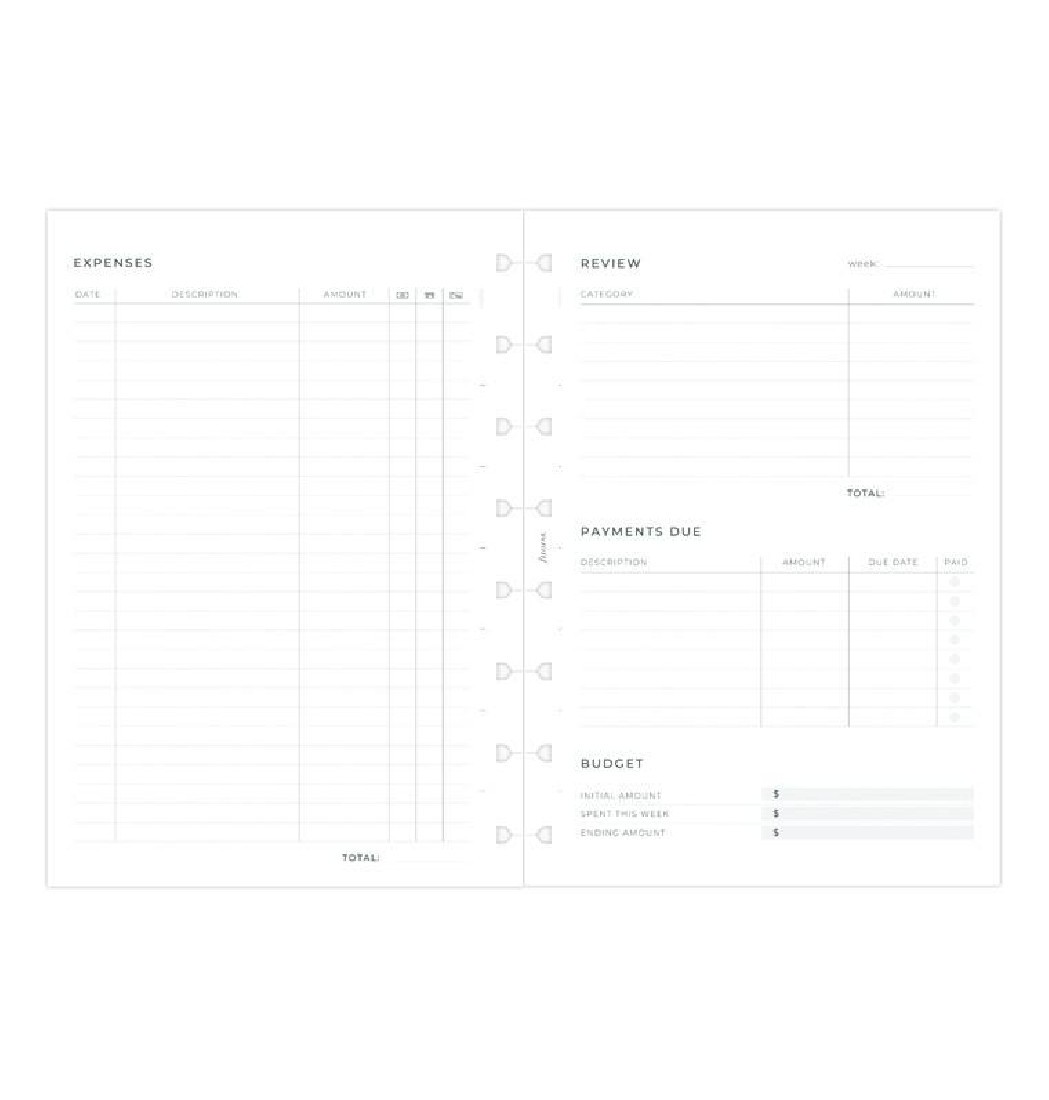 REFILL A5 EXPENSE TRACKER NOTEBOOK 132861 FILOFAX FX