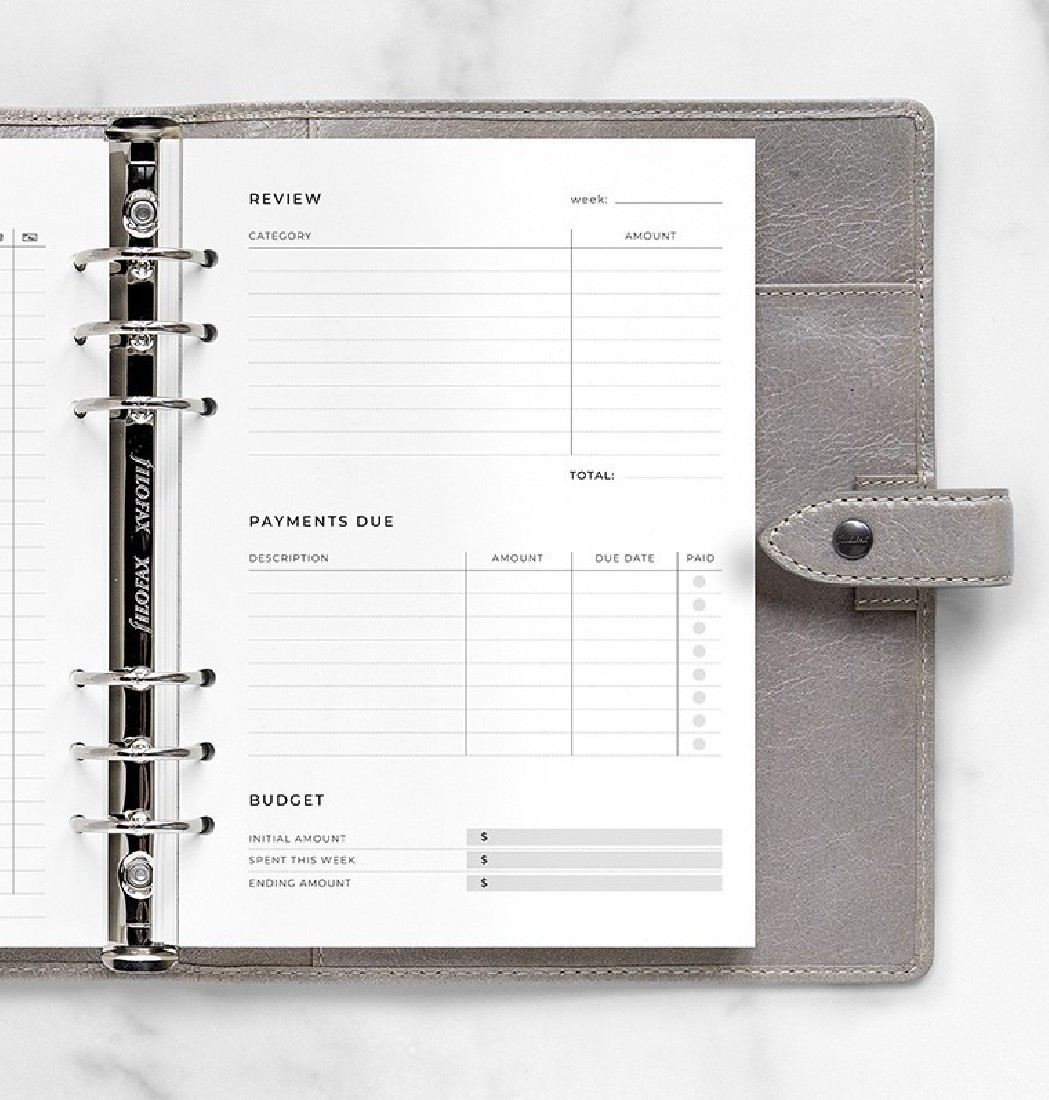 Refill Organizer A5 Expense Tracker 132851 Filofax