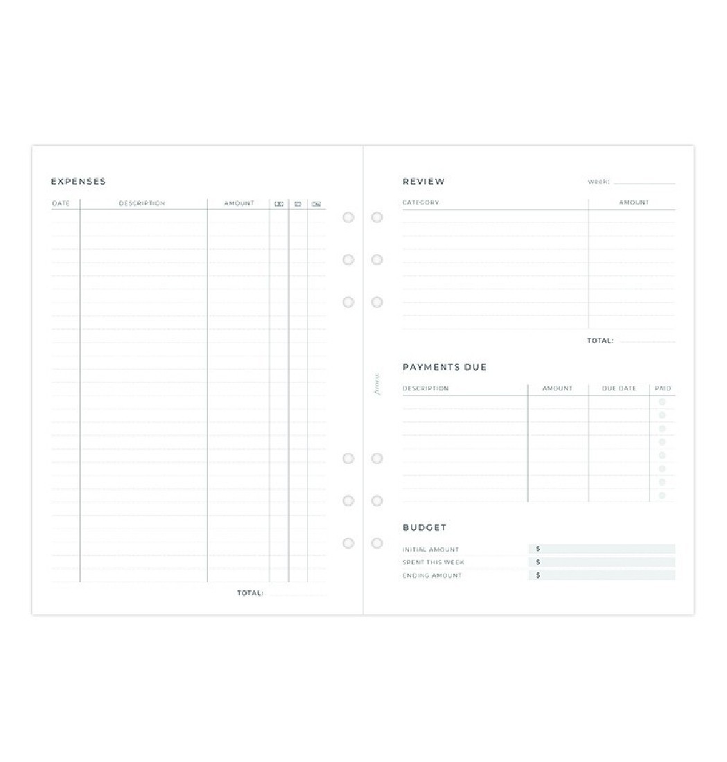 Refill Organizer A5 Expense Tracker 132851 Filofax