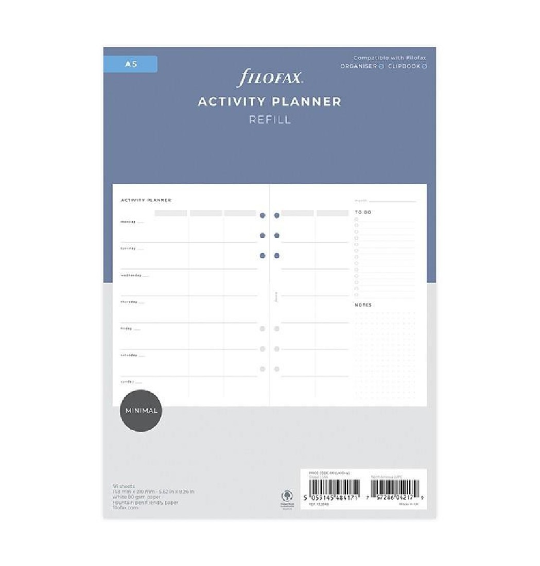 Filofax Refill A5 Organiser Activity Planner 132848