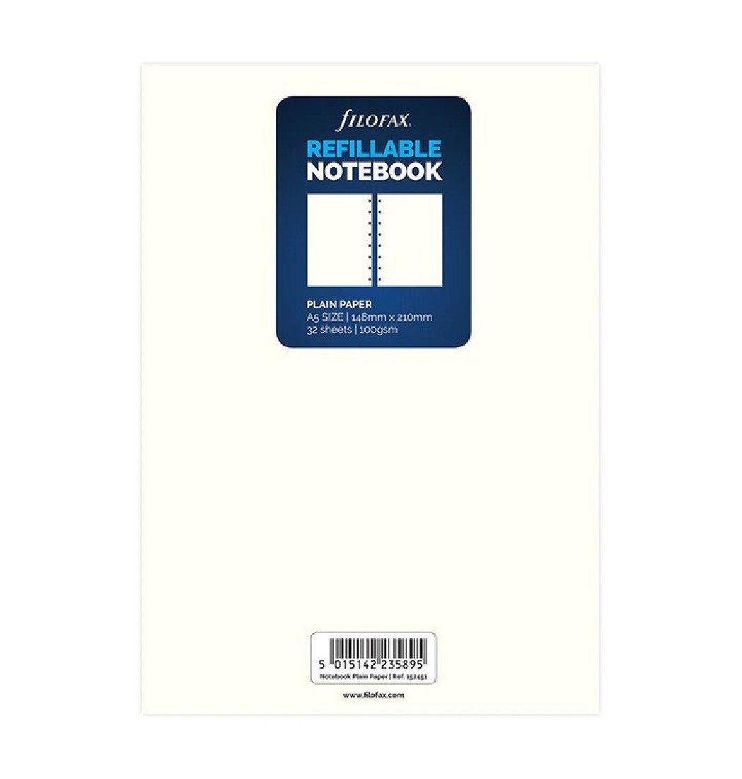 Filofax Notebook Plain Paper Refill - A5 152451