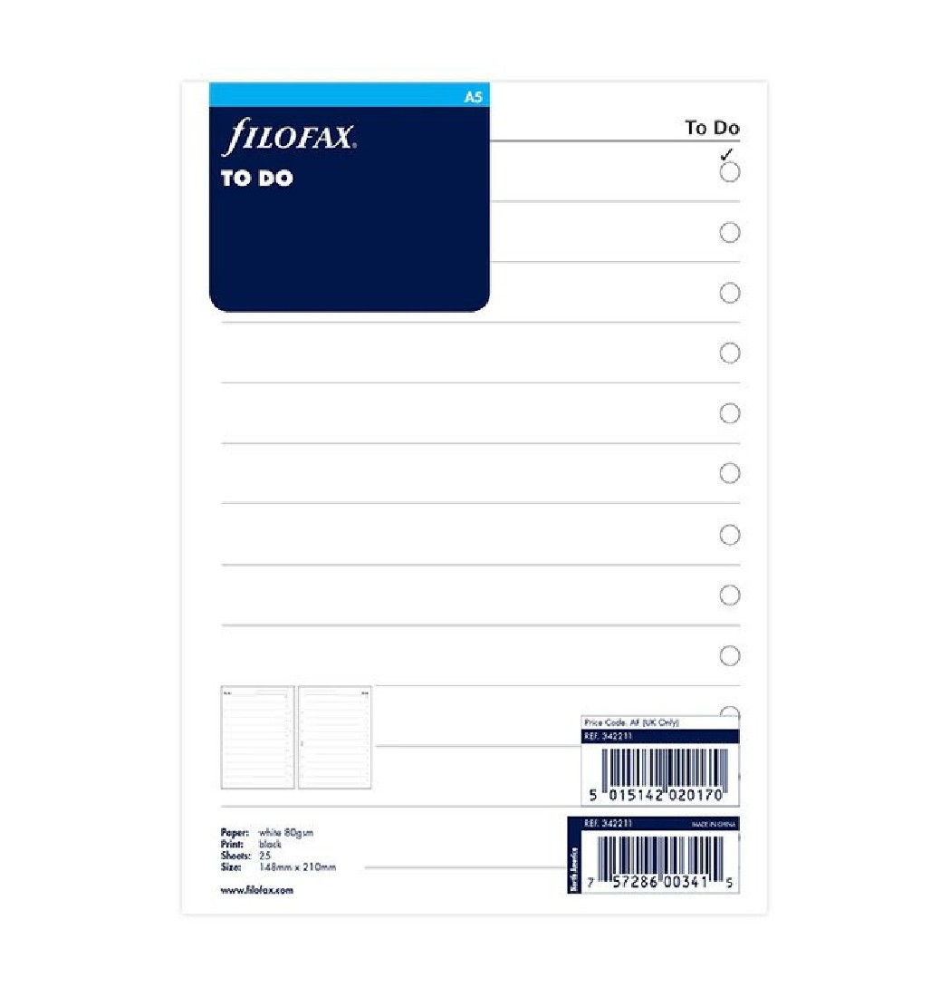 Filofax Refill  A5 To Do, 342211