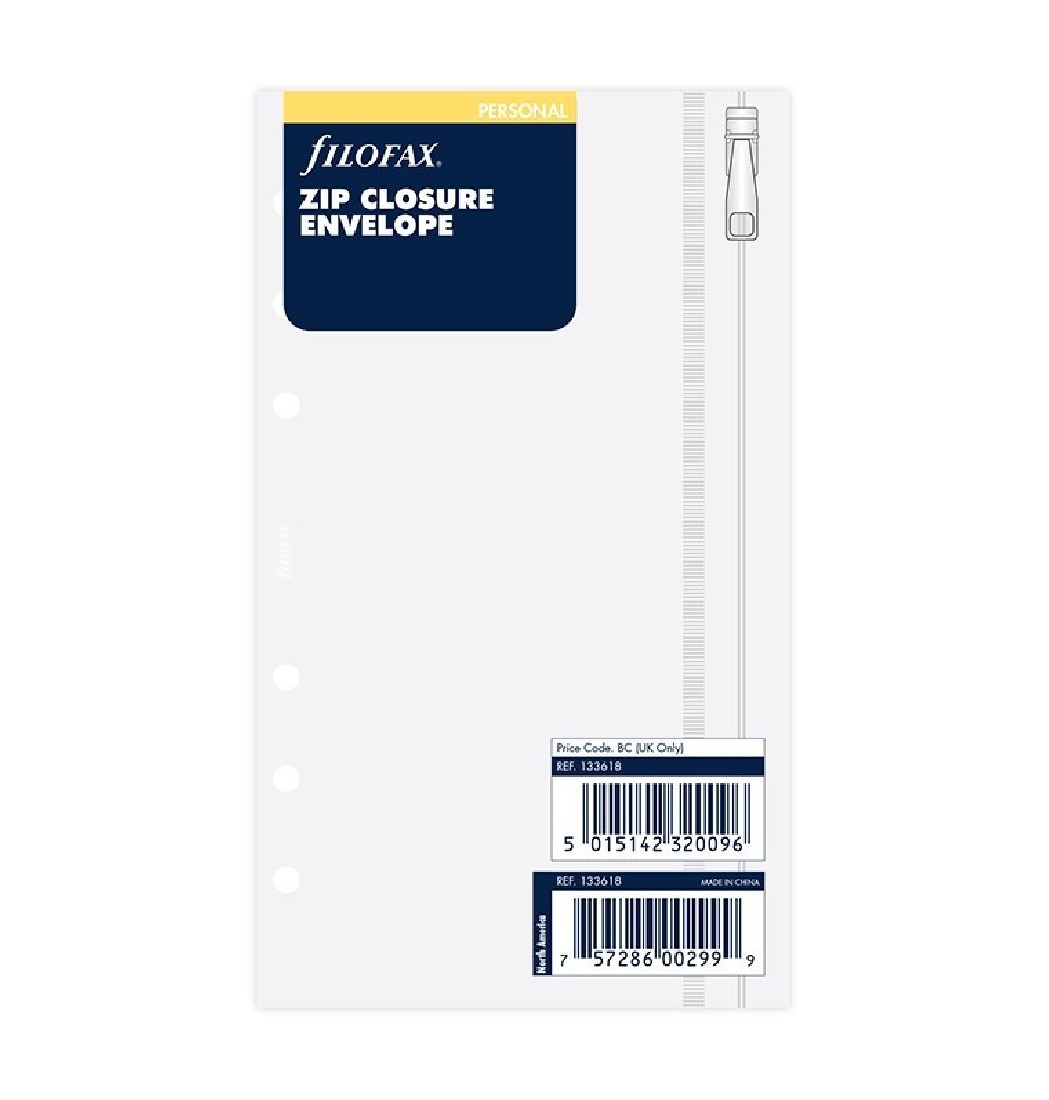 Filofax Refill Personal Zip Closure Envelope 133618