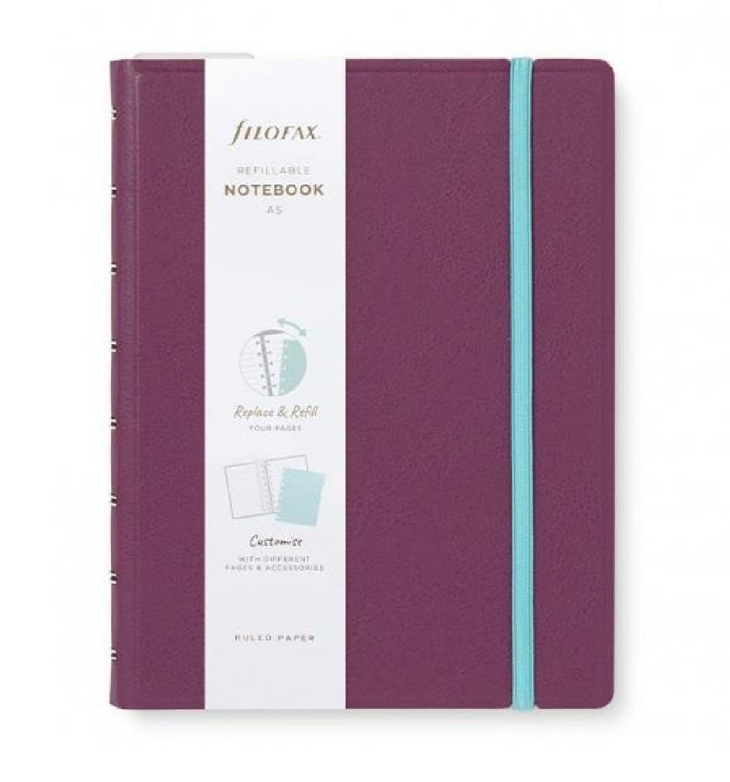 Filofax Notebook Refillable Ruled A5 Neutrals Plum, 179524