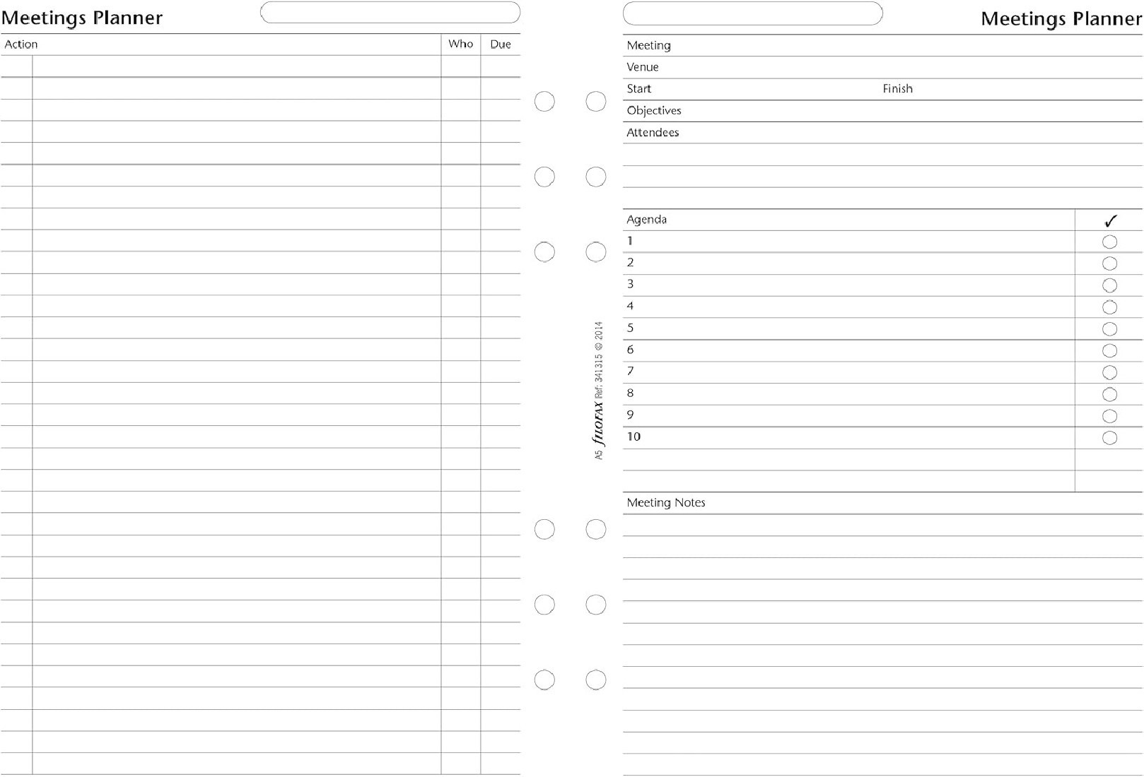 Filofax Refill A5 Meeting Planner 341315