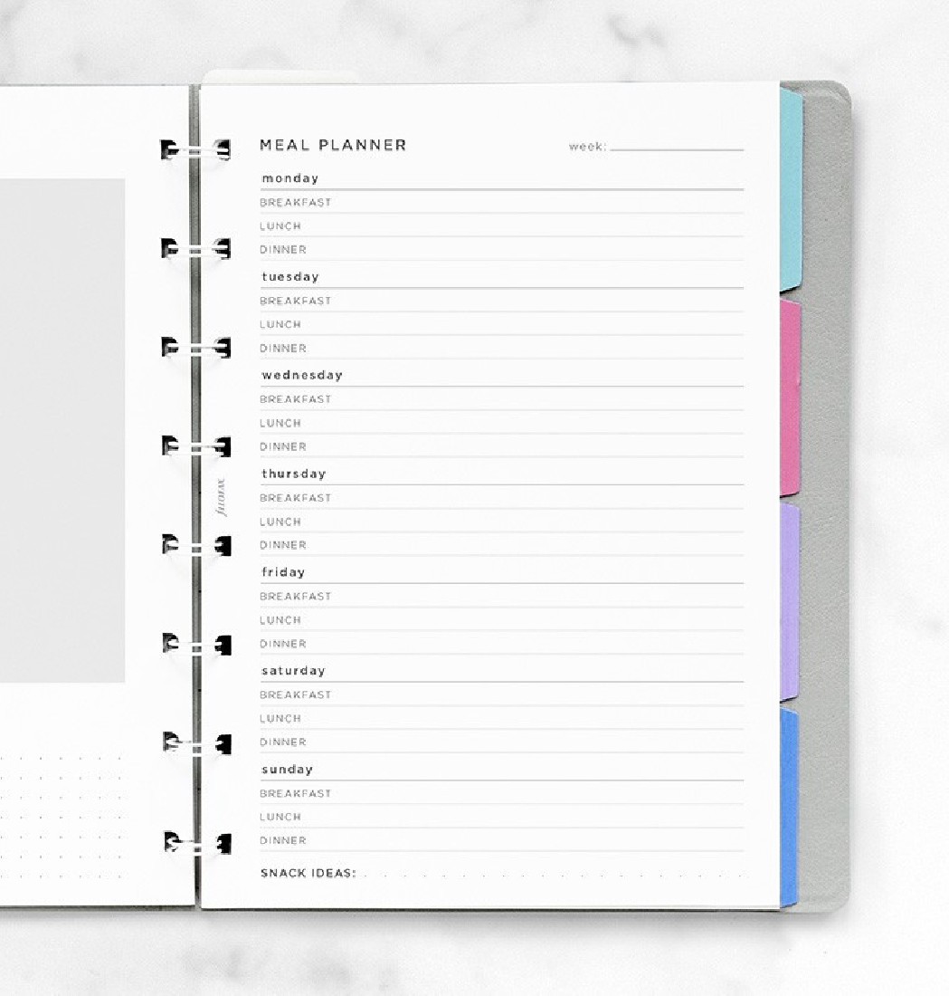 Meal Planner Notebook Refill - A5 FILOFAX FX