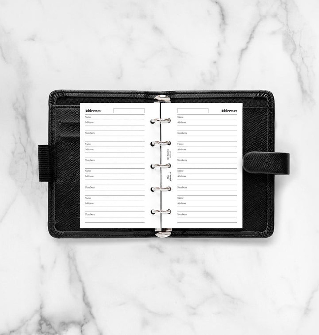 Name, Address And Telephone Number Refill - Mini 510201 Filofax