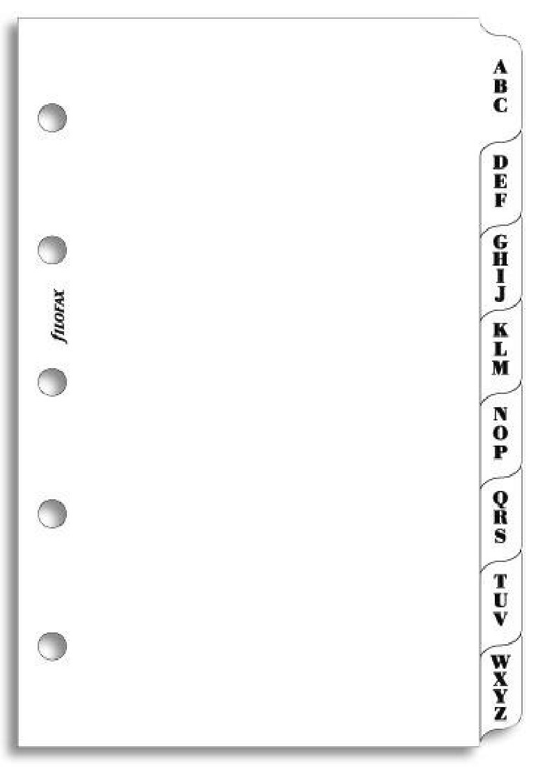 REFILL MINI A-Z INDEX WHITE 3 LETTERS 511674 FILOFAX FX