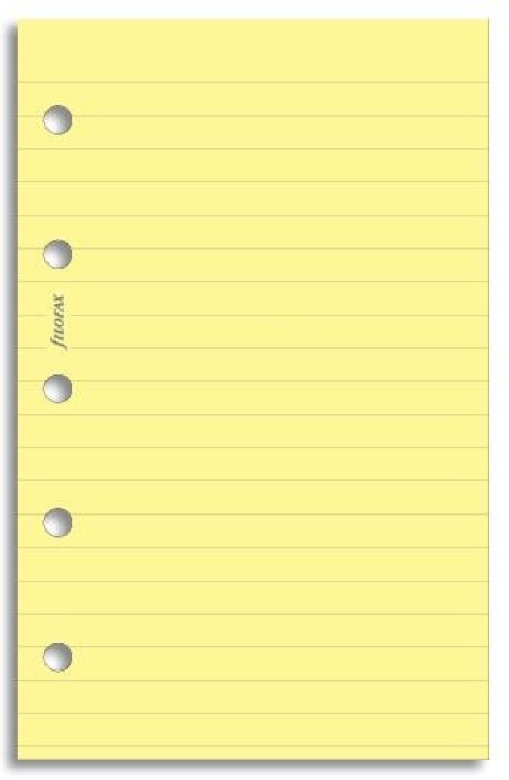 Filofax refill 513010, mini, yellow  ruled notepaper, 20 sheets, 80gr