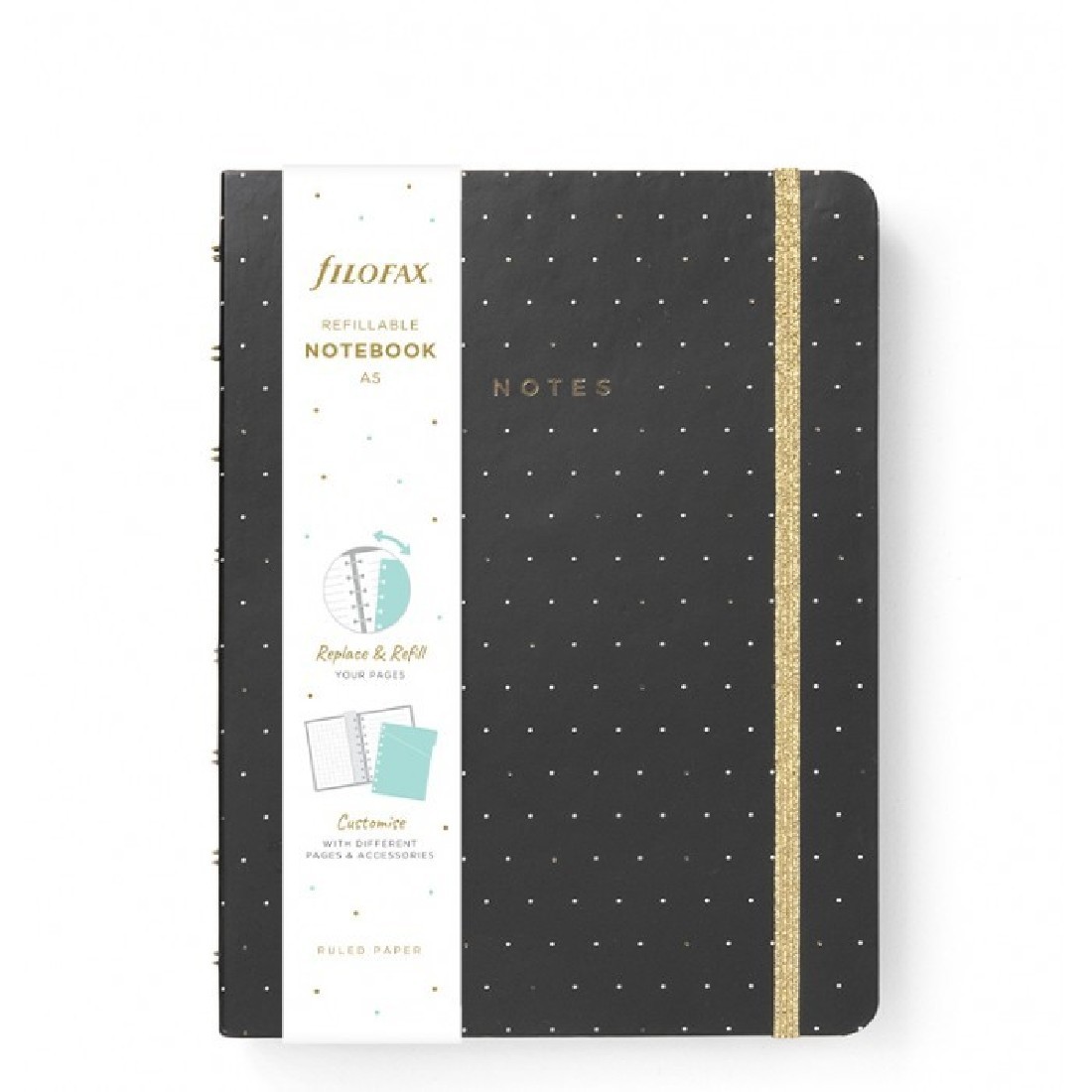 Notebook Refillable Ruled A5 Moonlight black 179521 Filofax