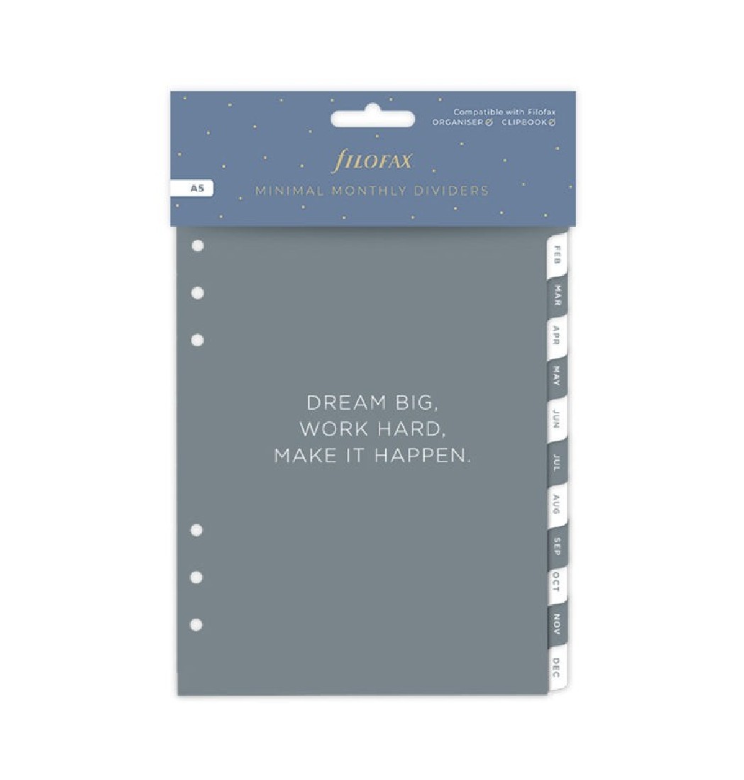 Filofax Refill A5 Organiser Minimal Monthly A5 Dividers 132972