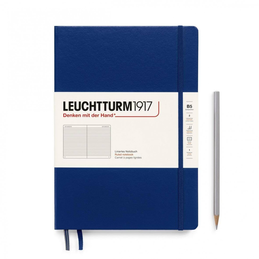 Leuchtturm 1917 Notebook B5 Navy Ruled Hard Cover