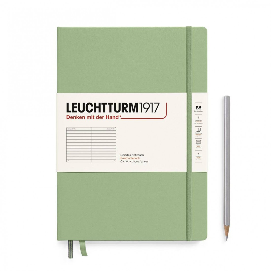 Leuchtturm 1917 Notebook B5 Sage Ruled Hard Cover