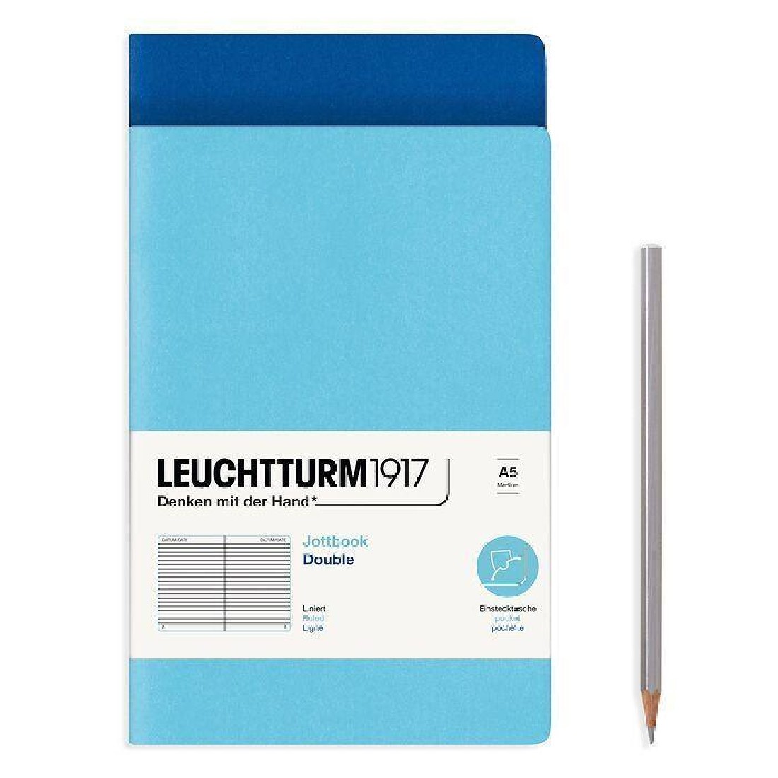 Leuchtturm 1917 Jottbook Double A5 Ice and Royal Blue Ruled