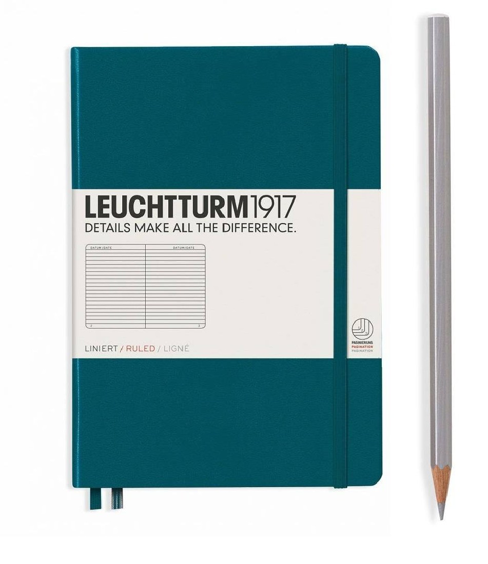 Leuchtturm 1917 Notebook A6 Pacific Green Ruled Hard Cover