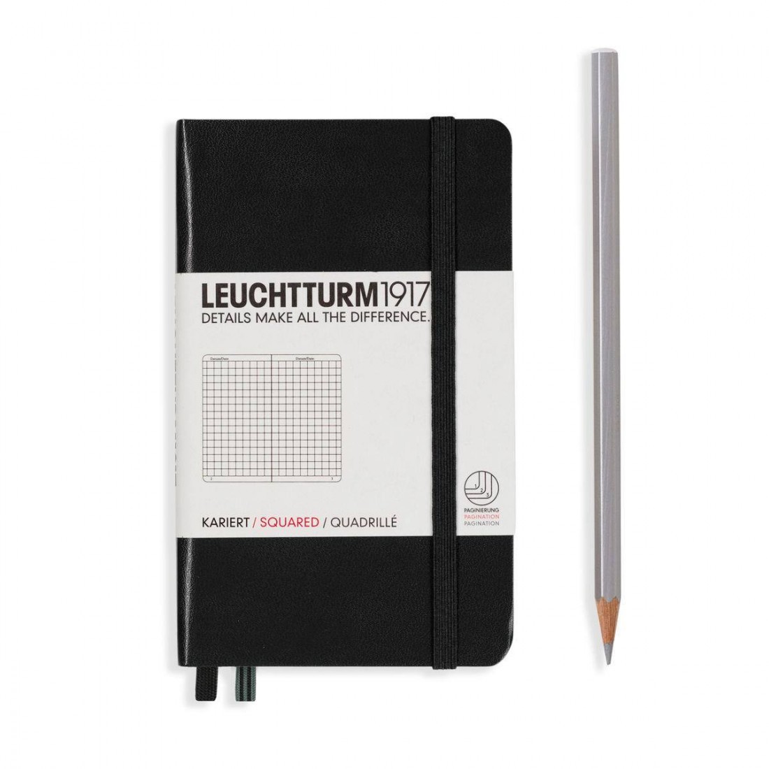 Leuchtturm 1917 Notebook A6 Black Squared Hard Cover