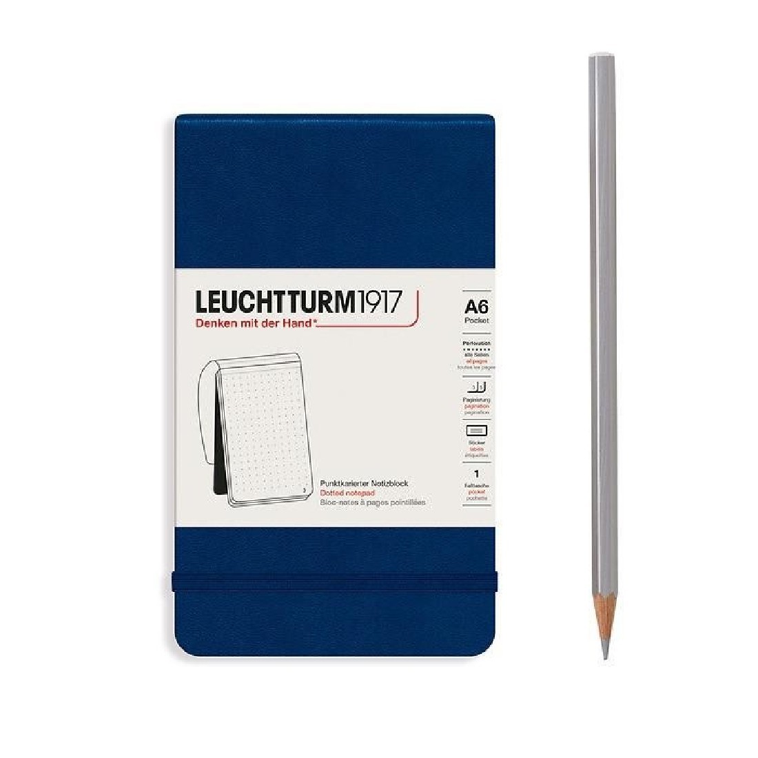 Leuchtturm 1917 Reporter Notepad A6 Navy Dotted Hard Cover