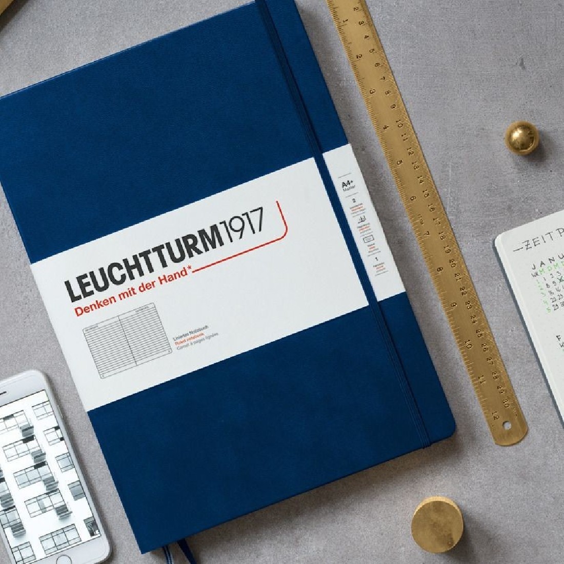 Leuchtturm 1917 Notebook A4 plus 235p Navy Blue Ruled Hard Cover