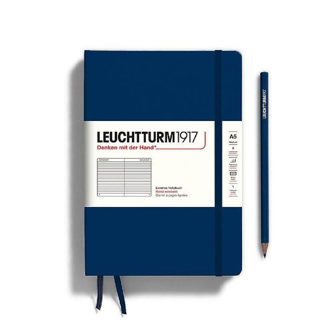 Leuchtturm 1917 Notebook A5 Navy Ruled Hard Cover