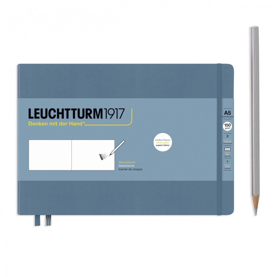 Leuchtturm 1917 Sketchbook Stone grey Landscape Medium (A5) 150 gram