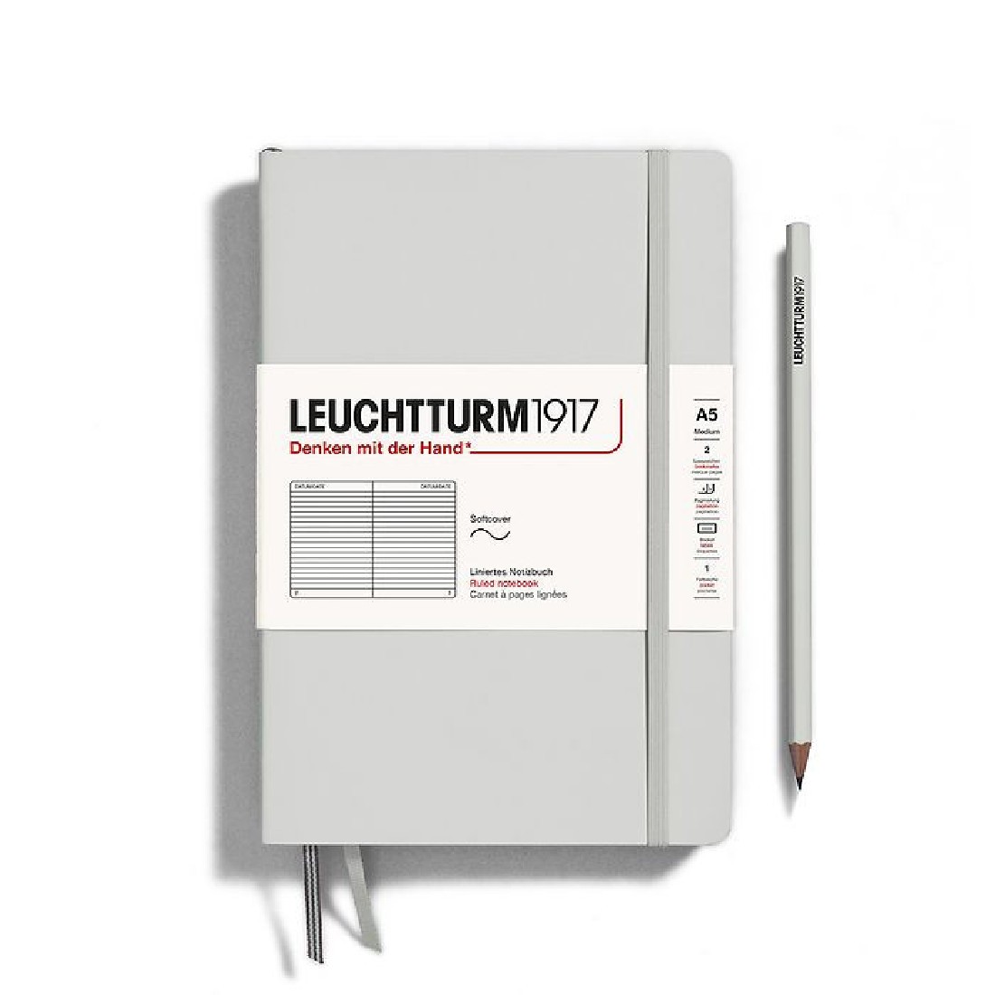 Leuchtturm 1917 Notebook A5 Light Grey Ruled Soft Cover