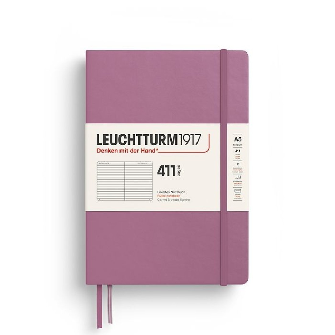 Leuchtturm 1917 Notebook A5 411p Dusty Rose Ruled Hard Cover