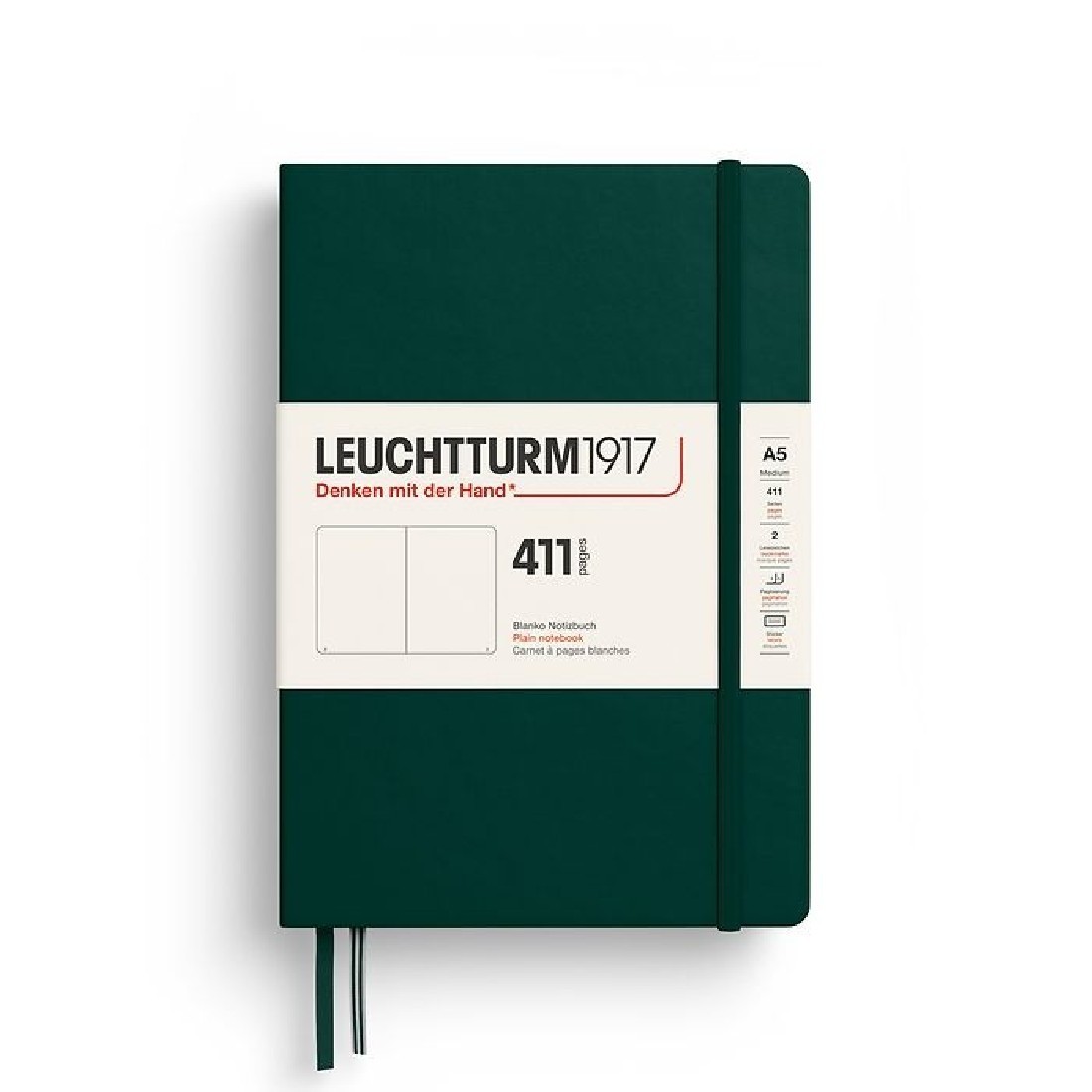 Leuchtturm 1917 Notebook A5 411p Forest Green Plain Hard Cover