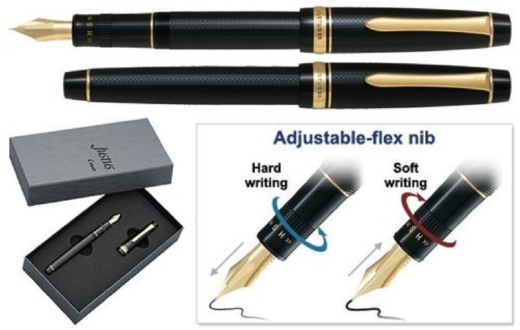 Pilot Justus 95 adjustable gold trim fountain pen