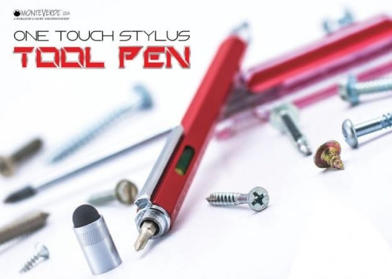 ONE TOUCH STYLUS 9 FUNCTION TOOL PEN RED MONTEVERDE