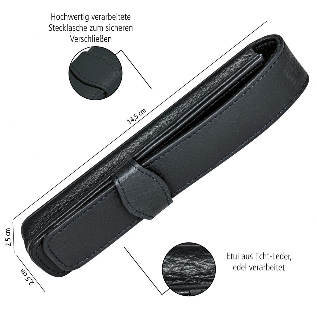 Leather flap case black  for 1 pen  ONLINE 90758