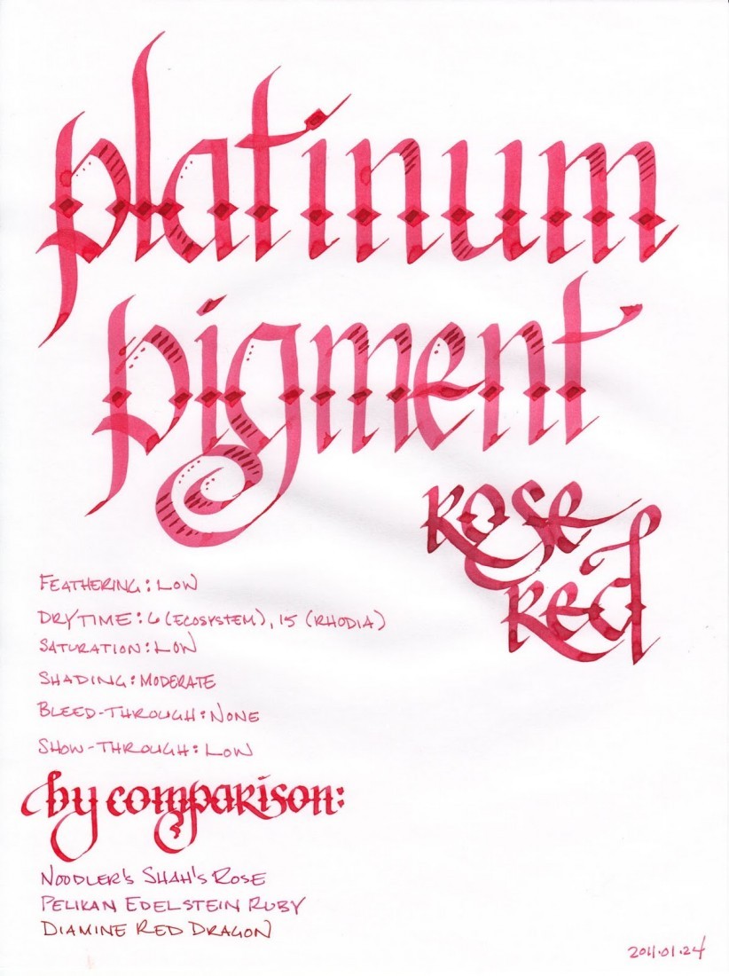 Platinum Pigment Ink Rose Red 60cc