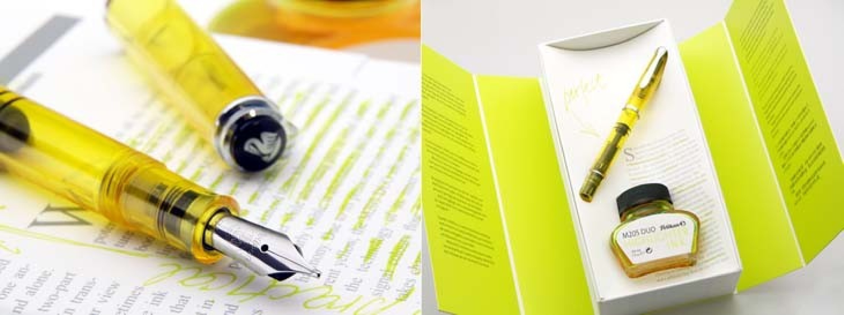 Pelikan M205 Duo Yellow Highlighter & Fountain Pen double broad nib