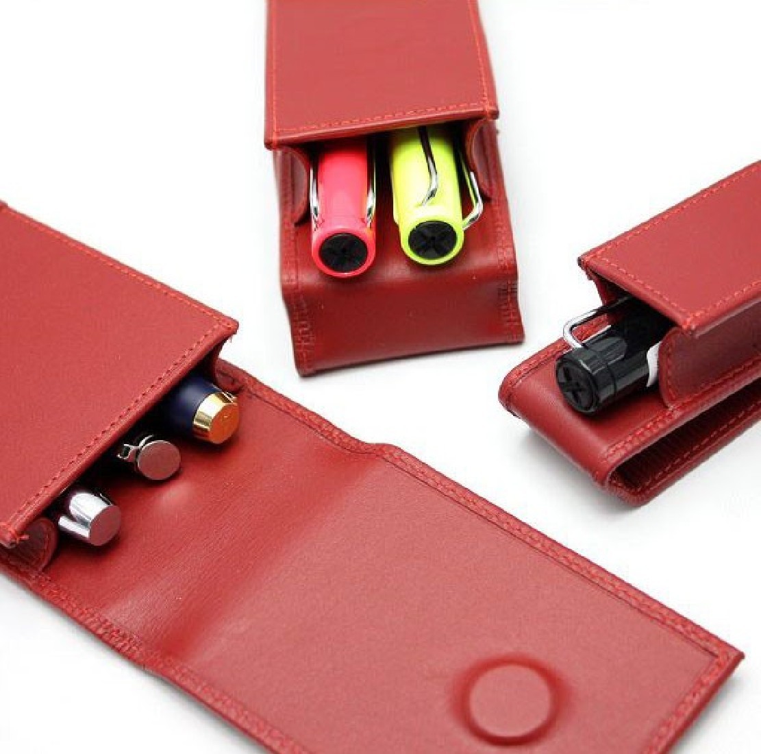 Lamy A316 Premium Leather Pen Case for 3 Pens Red
