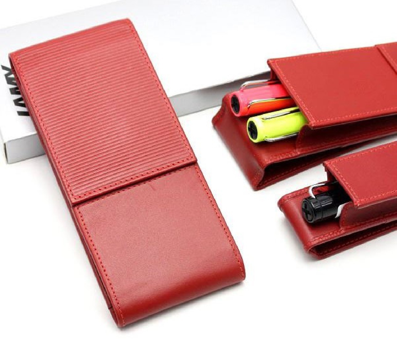 Lamy A316 Premium Leather Pen Case for 3 Pens Red
