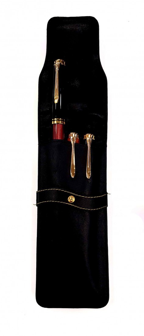 Pelikan writing implement leather case black for 3 pens SGL 3 970269